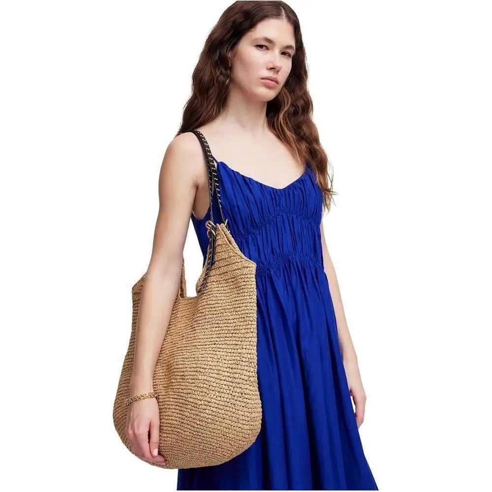 Madewell Straw Grommet Slouch Tote Natural Multi Raffia Bag NWT $168 Flaw - Picture 2 of 14
